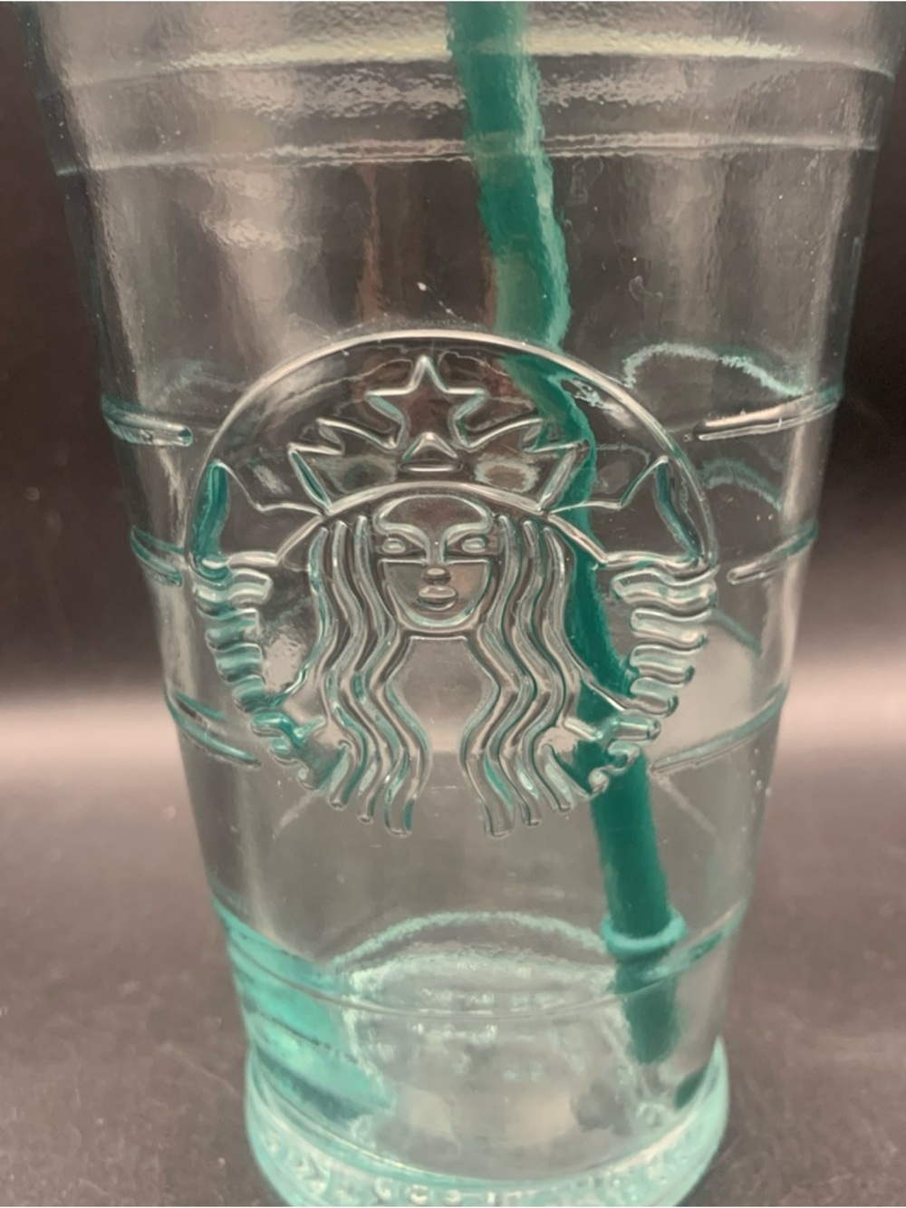 Vintage Starbucks Green Glass Tumbler With Straw 16oz Made in Spain Mermaid - Picture 3 of 10